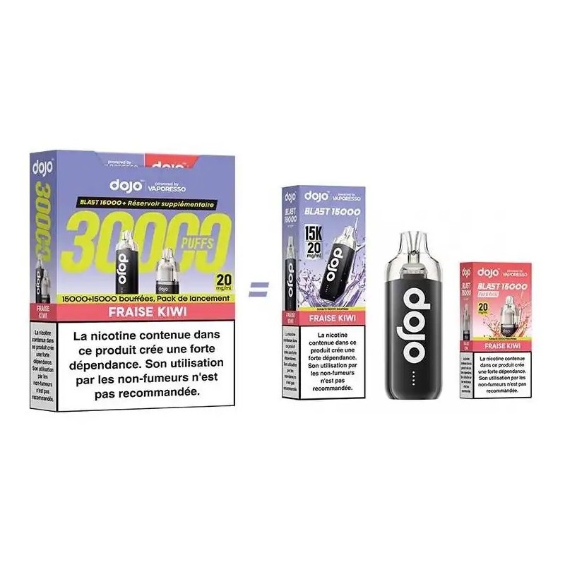 Puff Dojo Blast Bundle 30K Fraise Kiwi - Dojo by Vaporesso Puff Dojo Blast Bundle 30K Fraise Kiwi - Dojo by Vaporesso