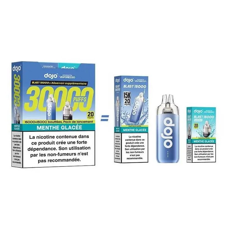 Puff Dojo Blast Bundle 30K Menthe Glacée - Dojo by Vaporesso Puff Dojo Blast Bundle 30K Menthe Glacée - Dojo by Vaporesso