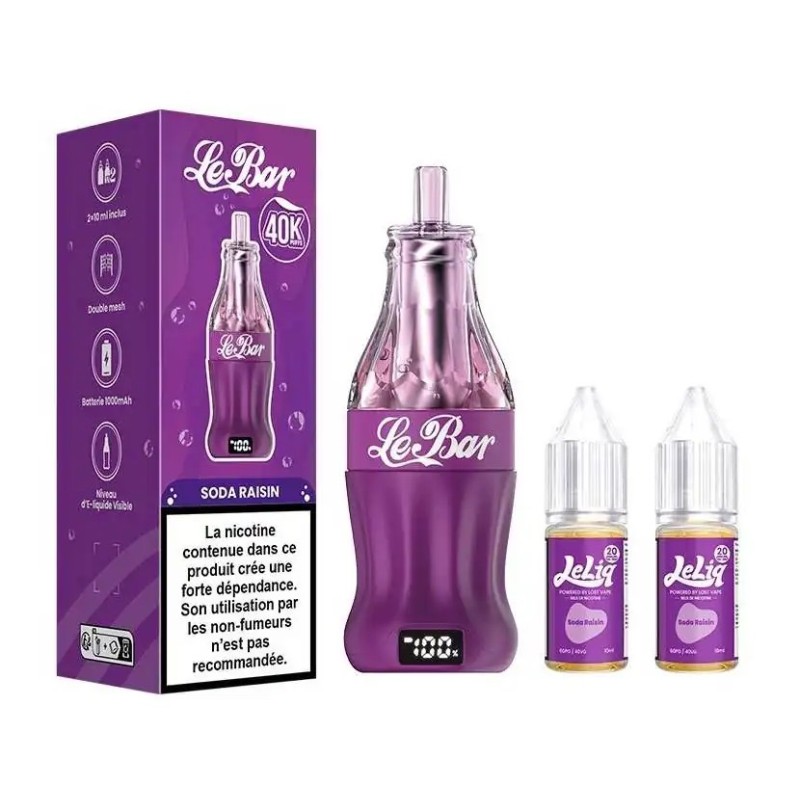 Puff Le Bar 40K 22ml - Lost Vape - Soda Raisin Puff Le Bar 40K 22ml - Lost Vape - Soda Raisin
